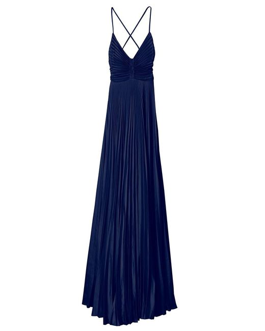 A.L.C. Blue Aries Satin Pleated Dress