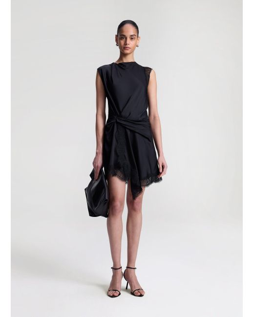 A.L.C. Black Dion Satin And Lace Mini Dress