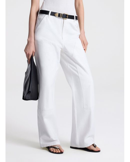 A.L.C. White Rae Wide Leg Canvas Pant