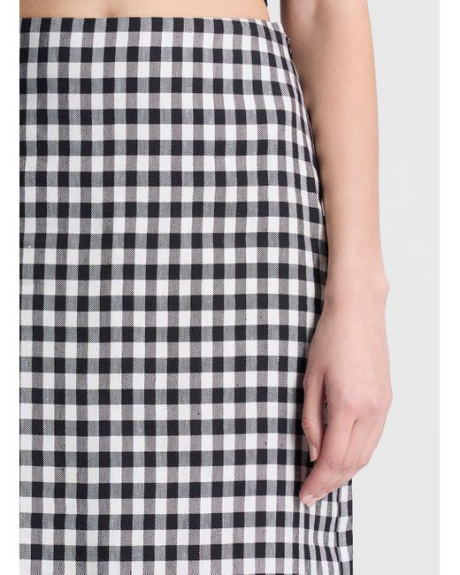 A.L.C. White Phoebe Tailored Gingham Midi Skirt