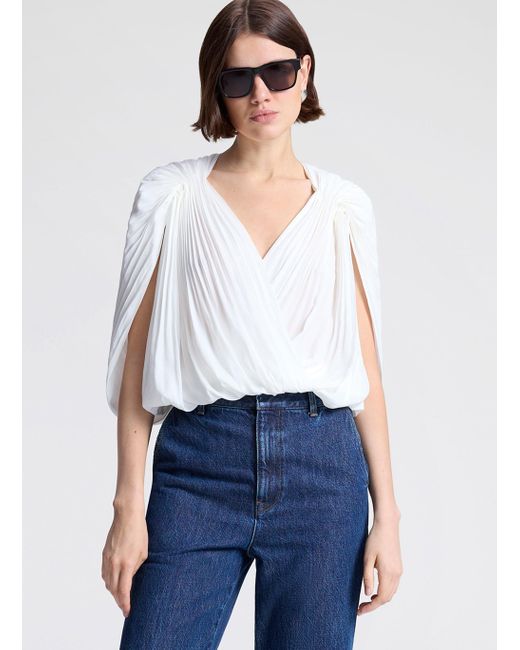 A.L.C. White Vivian Caped Top