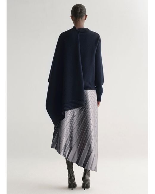 A.L.C. Blue Davin Draped Wool Sweater