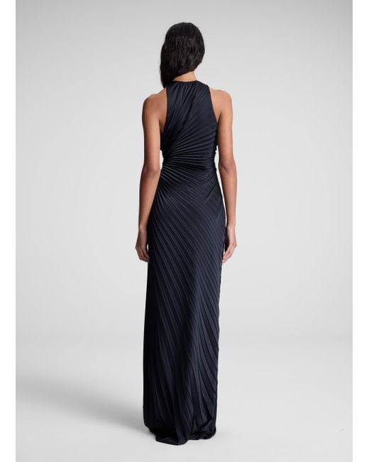 A.L.C. Blue Reagan Satin Pleated Gown