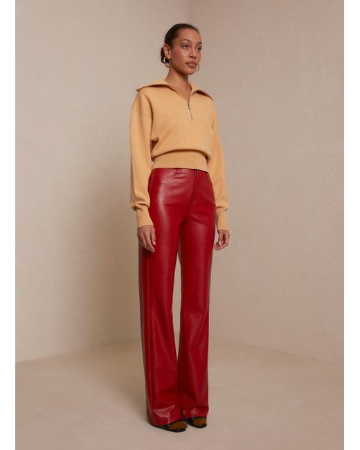 Red vegan leather pants clearance