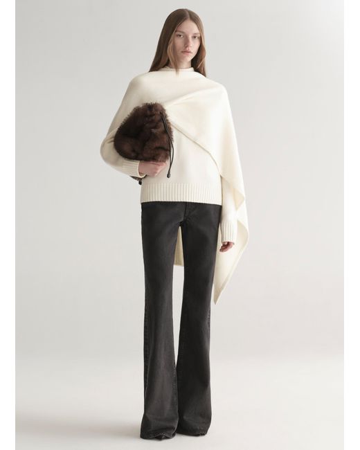 A.L.C. Natural Davin Draped Wool Sweater