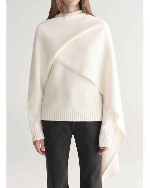A.L.C. Natural Davin Draped Wool Sweater
