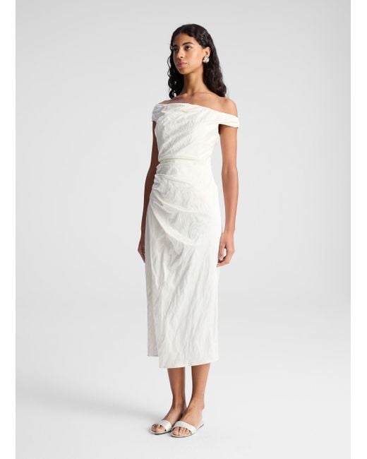 A.L.C. White Camille Off Shoulder Satin Dress