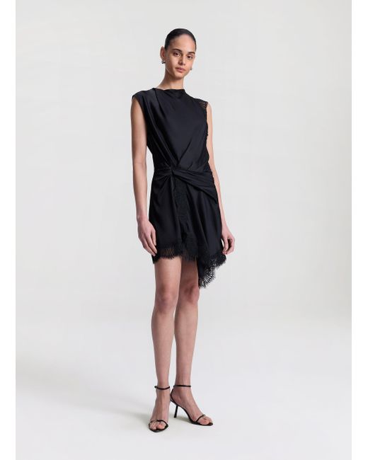 A.L.C. Black Dion Satin And Lace Mini Dress