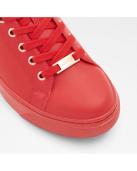 ALDO Women's Red Leather Ankle Buckle High Top Sneakers Shoes Tie Up 7.5  (003) | eBay