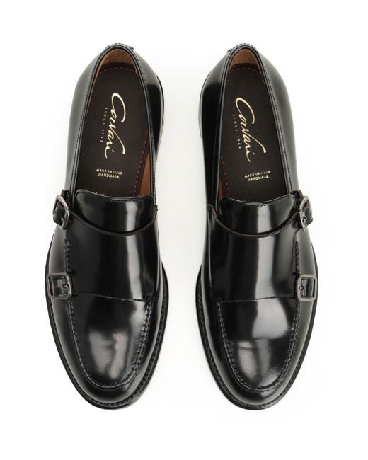 Corvari Black Double Buckle Moccasin