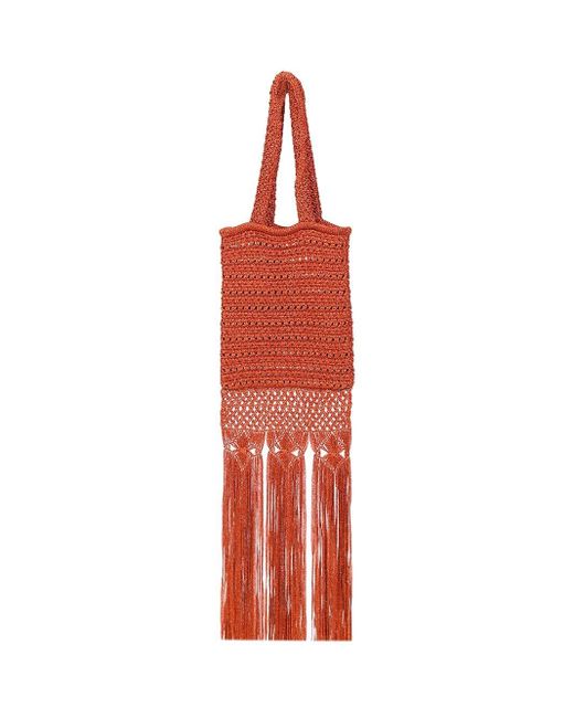 Alanui Red Ray Of Light Knitted Tote Bag