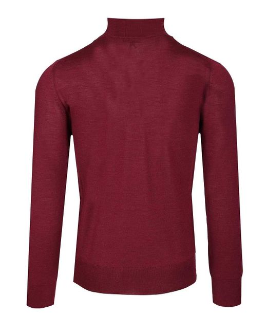 Al Duca D'aosta Red Cashmere And Silk Turtleneck Sweater for men