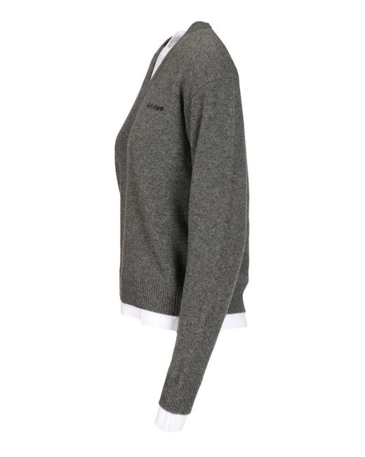 Miu Miu Gray Cashmere V-neck Sweater