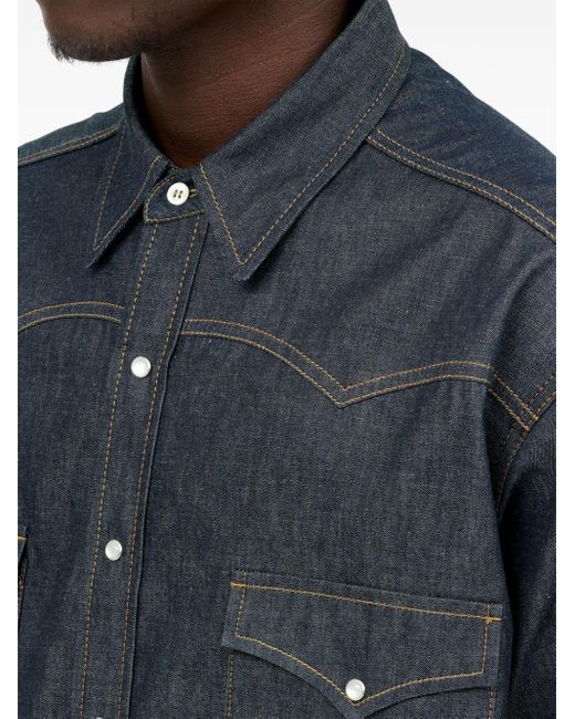 Maison Margiela Blue Denim Shirt With Pockets for men