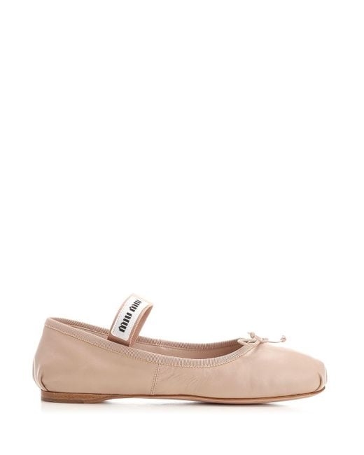 Miu Miu Pink Leather Ballet Flats