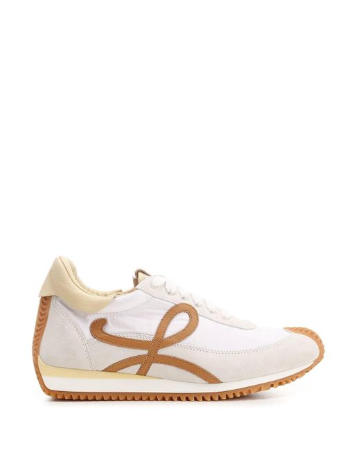 Loewe White Flow Runner Monogram-Embroidered Suede Low-Top Trainers