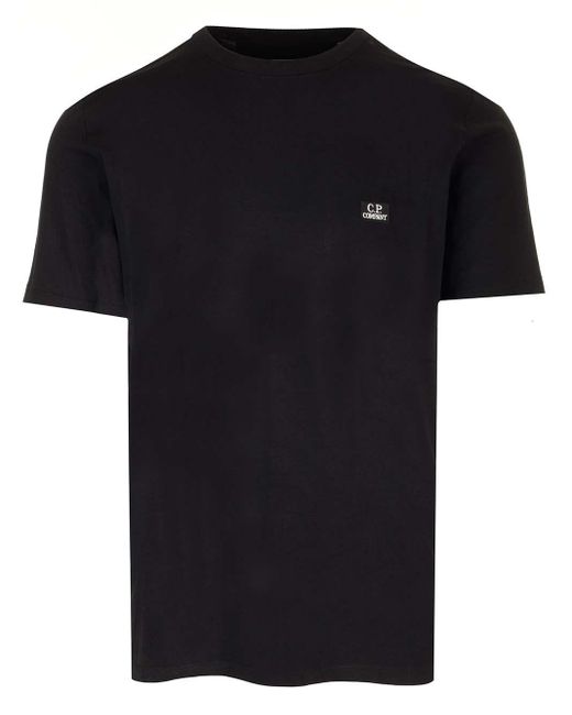 C P Company Black T-shirt With Logo Patch