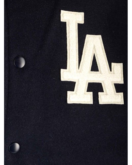 KTZ Blue "la Dodgers Mlb World Series" Varsity Jacket for men