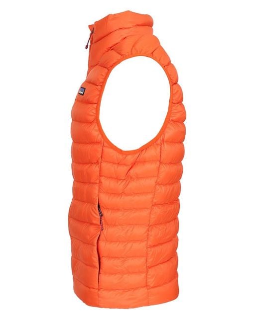 Patagonia Orange Sleeveless Drawstring Down Jacket for men