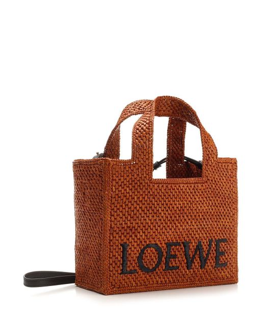 Loewe-Paulas Ibiza Brown Small "font Tote" Hand Bag