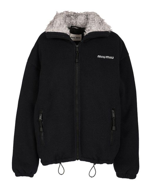 Miu Miu Black Recycled Fleece Jacket