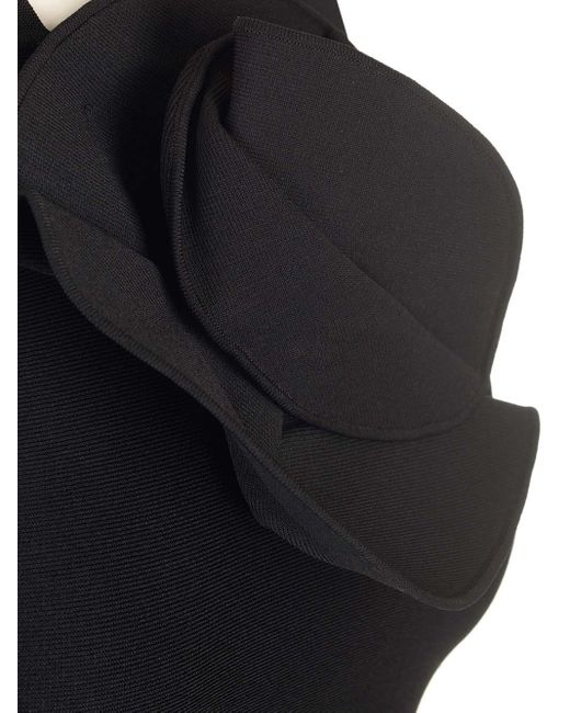 Roland Mouret Black Compact Viscose Knit Midi Dress