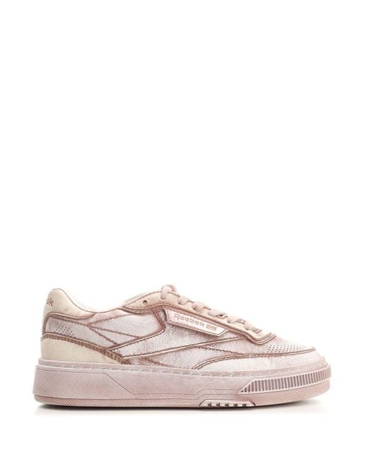 Reebok Pink "club C Ltd" Clay Wash Leather Sneakers