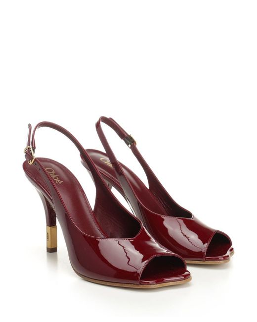 Chloé Purple Patent Leather Slingback Sandals