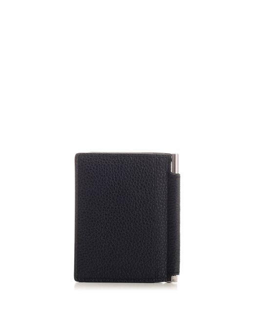 Tom Ford Black Foldable Card Holder With Money Clip