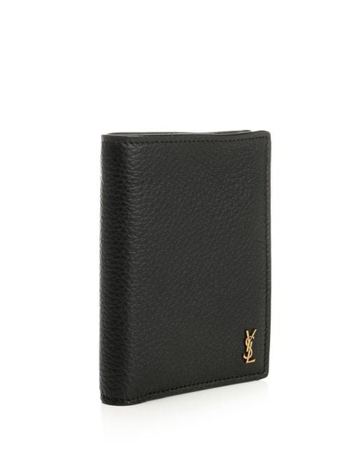Saint Laurent Black "tiny Cassandre" Credit Card Holder