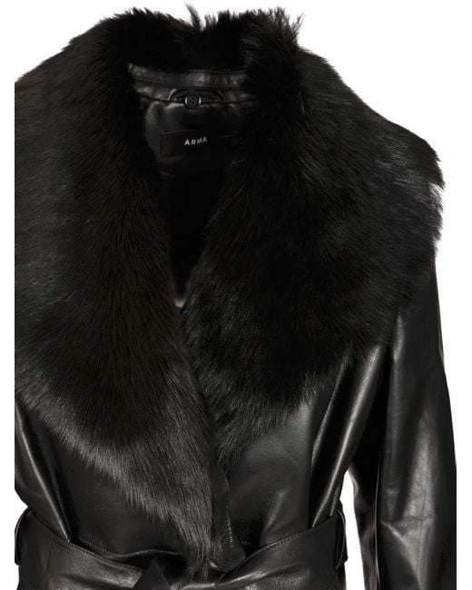 Arma Black "manon" Leather Coat