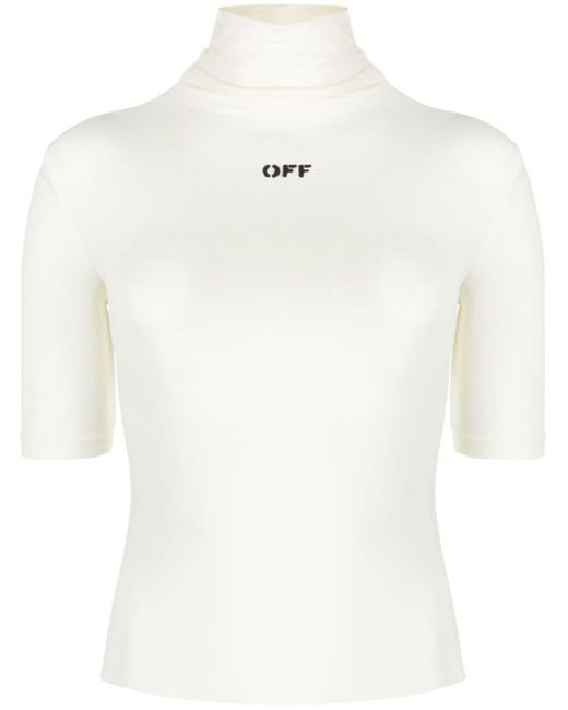 Off White c o Virgil Abloh Logo print Mock neck Top in White Lyst