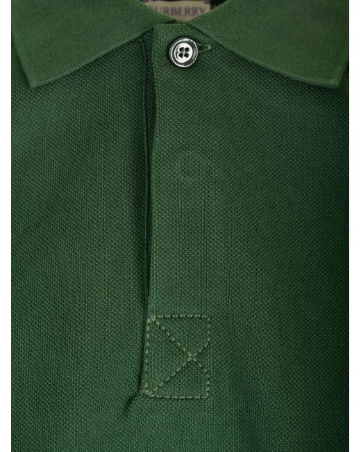 Burberry Green Double Layer Cotton Polo Shirt for men
