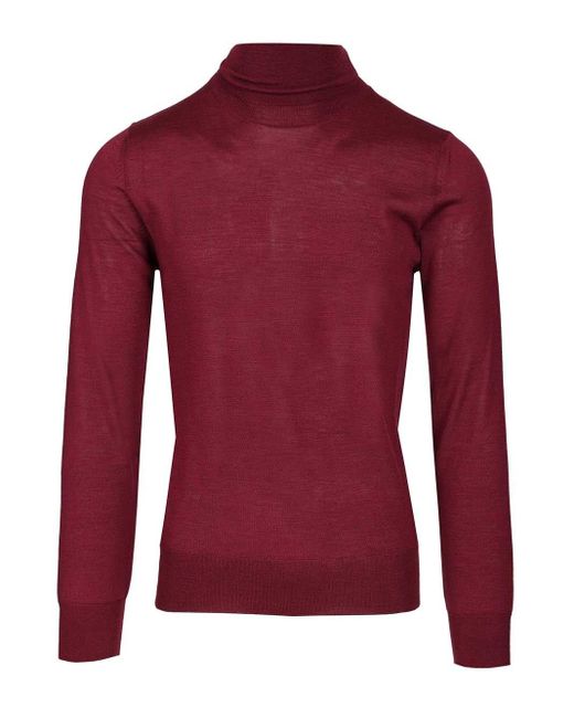 Al Duca D'aosta Red Cashmere And Silk Turtleneck Sweater for men