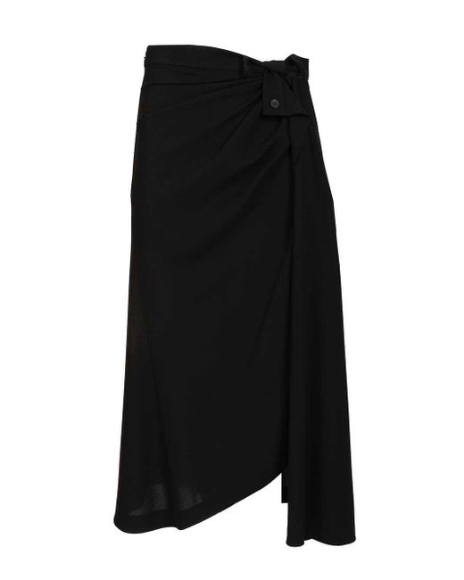 Balenciaga Black Draped Tailored Skirt