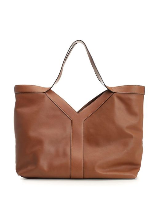 Saint Laurent Brown Large "y" Tote Bag