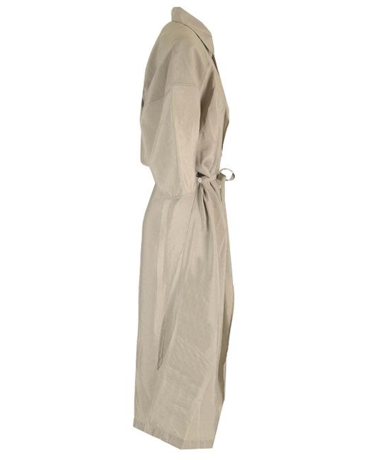 Lemaire Natural Fog Gray Asymmetric Midi Dress