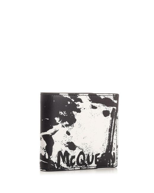 Alexander McQueen Black Graffiti Motif Wallet