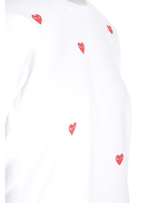 COMME DES GARÇONS PLAY White T-shirt With Mini Red Hearts