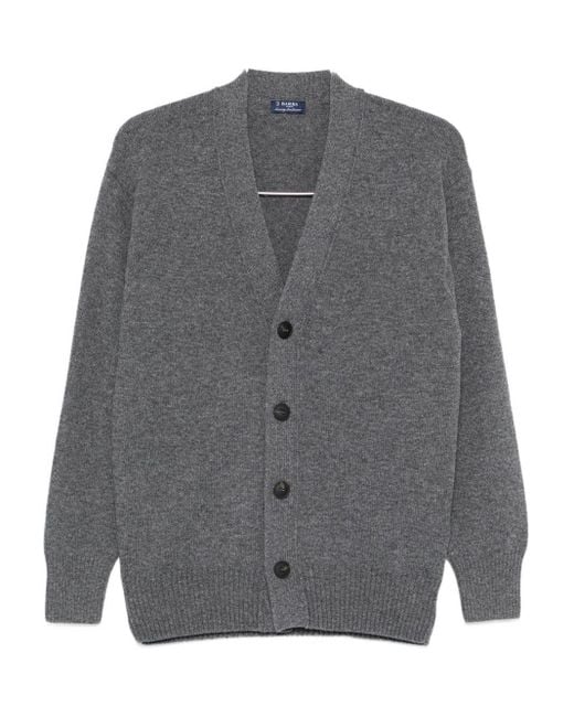 Barba Napoli Gray Wool Cardigan for men