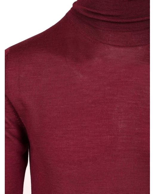 Al Duca D'aosta Red Cashmere And Silk Turtleneck Sweater for men