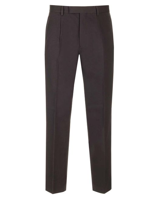 Zegna Gray Cotton And Wool Trousers for men
