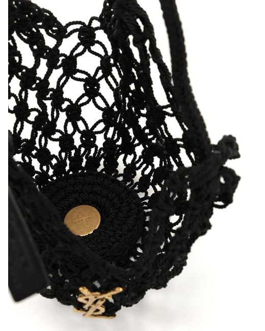 Saint Laurent Black Crochet Hobo Bag