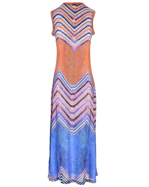 Ulla Johnson Blue Long Orla Dress With Multicolored Graphics