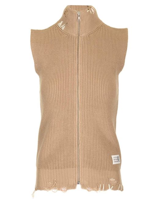 ベスト・ジレ Mm6 Maison Margiela Distressed Vest Maison Margiela: Gray Distressed Vest | SSENSE