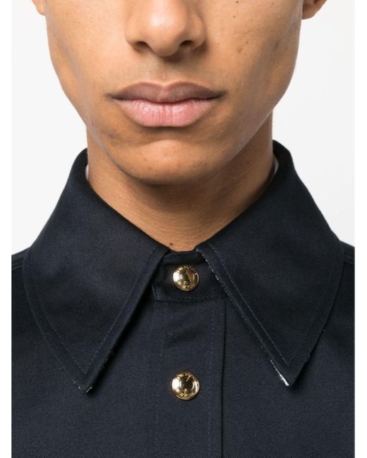 Thom Browne Blue Panelled Long-sleeve Cotton Shirt - Men's - Cupro/cotton for men