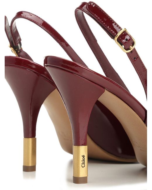 Chloé Purple Patent Leather Slingback Sandals