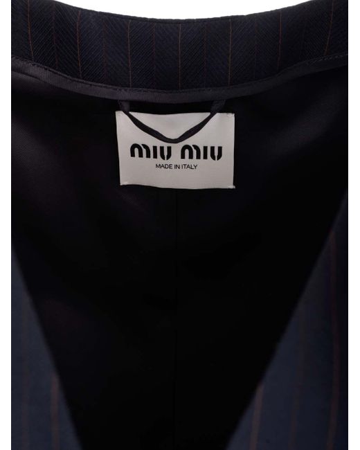 Miu Miu Blue Pinstriped Mini Dress