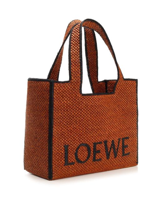 Loewe-Paulas Ibiza Brown Large "font Tote" Hand Bag
