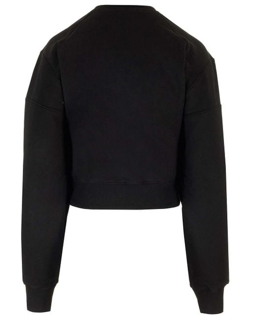 Saint Laurent Black Cropped Sweatshirt